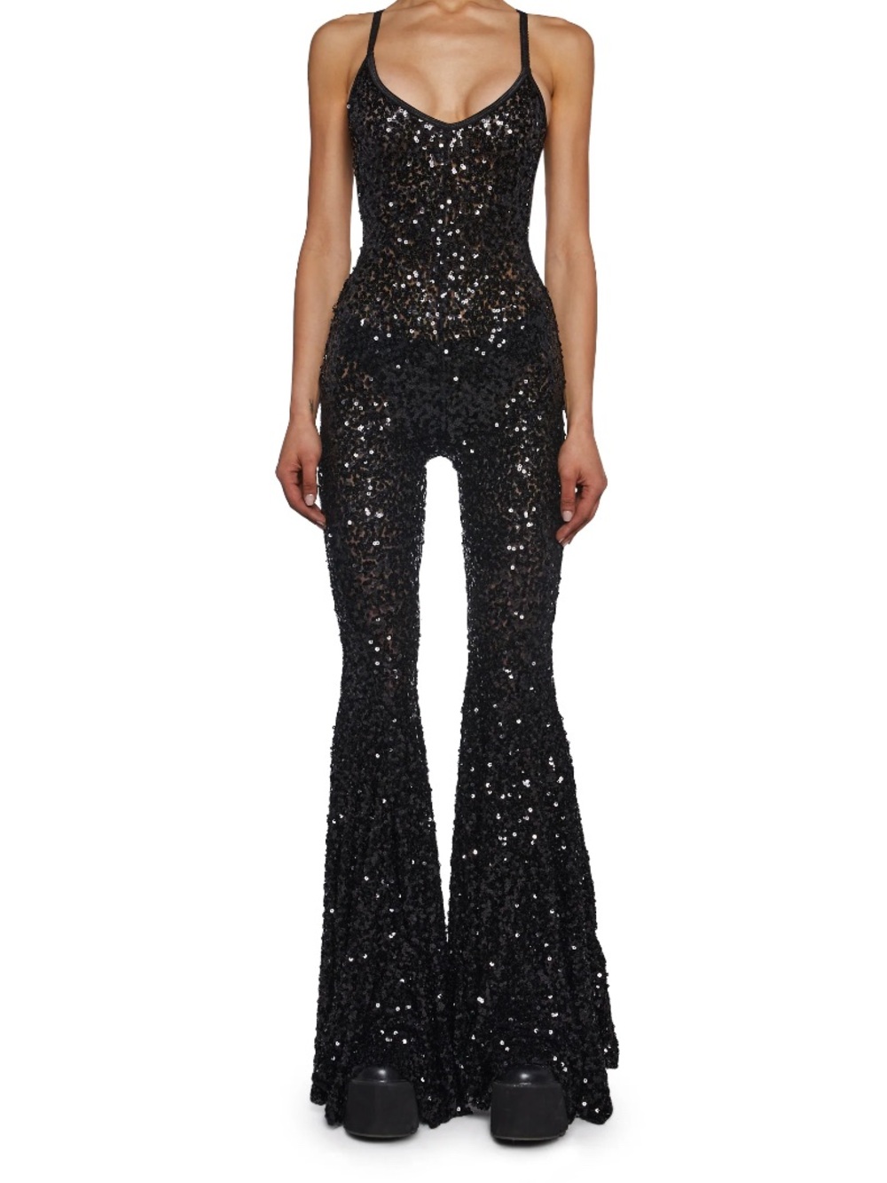Club Exx Sparkle Nights Black Sequin Jumpsuit